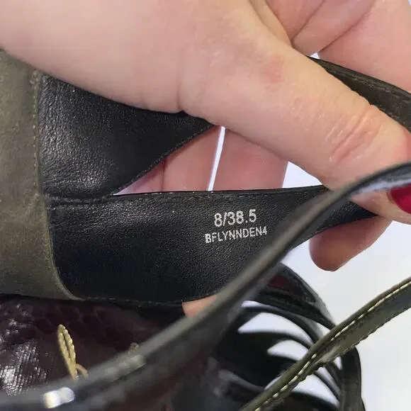 Brian Atwood Shoes Womens Size 8 Burgundy Black Snakeskin High Heel Sandals Zip - Picture 11 of 16